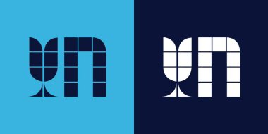 Fayans şekilli YN logo tasarımı. Ticari veya marka için uygun minimalist ve modern vektör illüstrasyon tasarımı