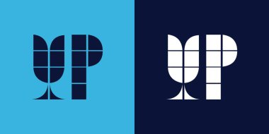 Fayans şekilli YP logo tasarımı. Ticari veya marka için uygun minimalist ve modern vektör illüstrasyon tasarımı