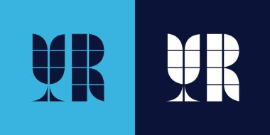 Fayans şekilli YR logo tasarımı. Ticari veya marka için uygun minimalist ve modern vektör illüstrasyon tasarımı