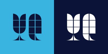 Fayans şekilli YQ logosu tasarımı. Ticari veya marka için uygun minimalist ve modern vektör illüstrasyon tasarımı