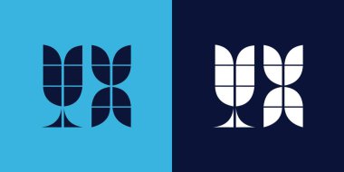 Fayans şekilli YX logo tasarımı. Ticari veya marka için uygun minimalist ve modern vektör illüstrasyon tasarımı