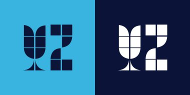 Fayans şekilli YZ logo tasarımı. Ticari veya marka için uygun minimalist ve modern vektör illüstrasyon tasarımı