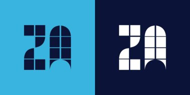 Fayans şekilli ZA logo tasarımı. Ticari veya marka için uygun minimalist ve modern vektör illüstrasyon tasarımı