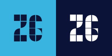 Fayans şekilli ZG logo tasarımı. Ticari veya marka için uygun minimalist ve modern vektör illüstrasyon tasarımı