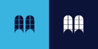 Fayans şekilli AA logo tasarımı. Ticari veya marka için uygun minimalist ve modern vektör illüstrasyon tasarımı