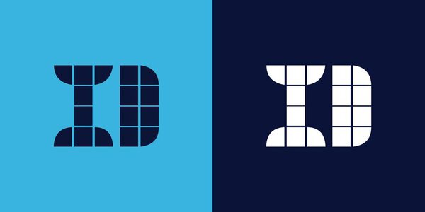 Дизайн логотипа ID с формой плитки. Минималистский и современный векторный дизайн иллюстрации подходит для бизнеса или бренда