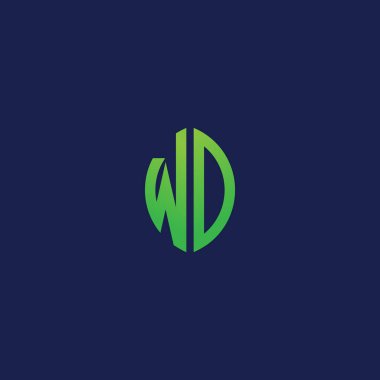 Eko yaprak şekilli WD başlangıç harfleri. Hangi şirket ya da markanın bu harfleri başlatacağı uygun olacaktır..