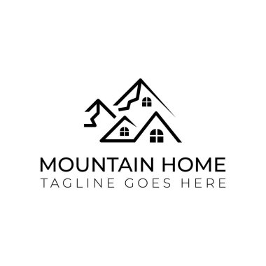 Yaratıcı asgari dağ evi logo tasarım şablonu