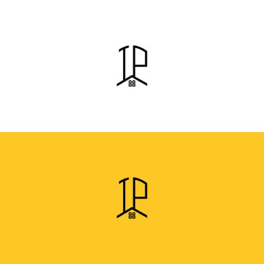 Ev ya da gayrimenkul için IP logosu. Bu logoda harfler ve çatı var. Bu başlangıç için hangi şirket veya markanın adı uygun olacaktır.