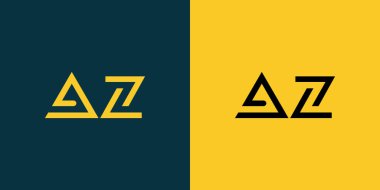 AZ soyut minimalist harfler logo monogramı. Bu minimalist bir logo, bu logo iki harfi birleştirerek yapılır.