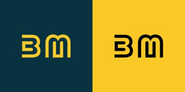 BM soyut minimalist harfler logo monogramı. Bu minimalist bir logo, bu logo iki harfi birleştirerek yapılır.