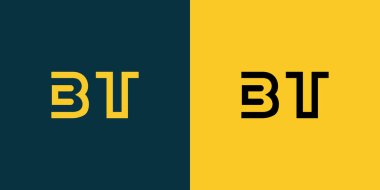 BT soyut minimalist harfler logo monogramı. Bu minimalist bir logo, bu logo iki harfi birleştirerek yapılır.