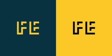 FE soyut minimalist harfler logo monogramı. Bu minimalist bir logo, bu logo iki harfi birleştirerek yapılır.