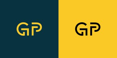 GP soyut minimalist harfler logo monogramı. Bu minimalist bir logo, bu logo iki harfi birleştirerek yapılır.