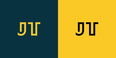 JT soyut minimalist harfler logo monogramı. Bu minimalist bir logo, bu logo iki harfi birleştirerek yapılır.