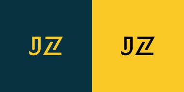 JZ soyut minimalist harfler logo monogramı. Bu minimalist bir logo, bu logo iki harfi birleştirerek yapılır.