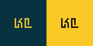 KL soyut minimalist harfler logo monogramı. Bu minimalist bir logo, bu logo iki harfi birleştirerek yapılır.