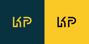 KP soyut minimalist harfler logo monogramı. Bu minimalist bir logo, bu logo iki harfi birleştirerek yapılır.