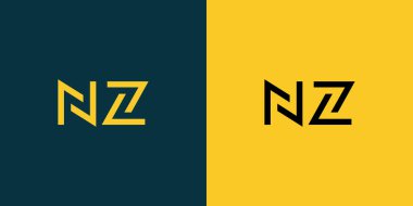 NZ soyut minimalist harfler logo monogramı. Bu minimalist bir logo, bu logo iki harfi birleştirerek yapılır.