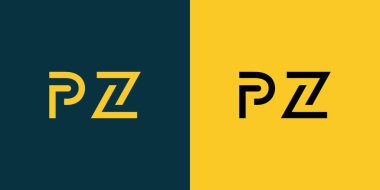 PZ soyut minimalist harfler logo monogramı. Bu minimalist bir logo, bu logo iki harfi birleştirerek yapılır.