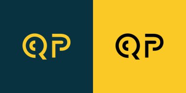 QP soyut minimalist harfler Logo Monogram. Bu minimalist bir logo, bu logo iki harfi birleştirerek yapılır.