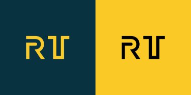 RT soyut minimalist harfler logo monogramı. Bu minimalist bir logo, bu logo iki harfi birleştirerek yapılır.