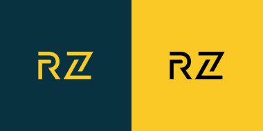 RZ soyut minimalist harfler logo monogramı. Bu minimalist bir logo, bu logo iki harfi birleştirerek yapılır.