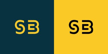 SB soyut minimalist harfler logo monogramı. Bu minimalist bir logo, bu logo iki harfi birleştirerek yapılır.