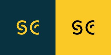 SC soyut minimalist harfler logo monogramı. Bu minimalist bir logo, bu logo iki harfi birleştirerek yapılır.