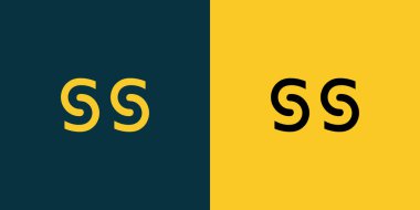 SS soyut minimalist harfleri logo monogramı. Bu minimalist bir logo, bu logo iki harfi birleştirerek yapılır.