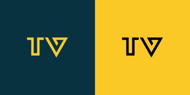 TV soyut minimalist harfleri logo monogramı. Bu minimalist bir logo, bu logo iki harfi birleştirerek yapılır.