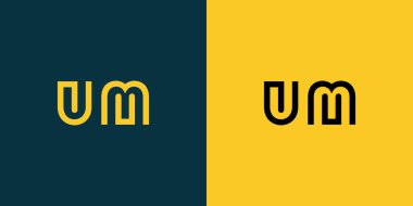 Soyut minimalist harfler logo monogramı. Bu minimalist bir logo, bu logo iki harfi birleştirerek yapılır.