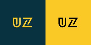 UZ soyut minimalist harfler logo monogramı. Bu minimalist bir logo, bu logo iki harfi birleştirerek yapılır.
