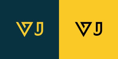 VJ soyut minimalist harfler logo monogramı. Bu minimalist bir logo, bu logo iki harfi birleştirerek yapılır.