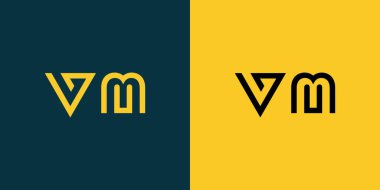 VM soyut minimalist harfler logo monogramı. Bu minimalist bir logo, bu logo iki harfi birleştirerek yapılır.