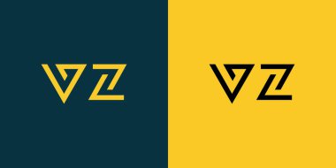 VZ soyut minimalist harfler logo monogramı. Bu minimalist bir logo, bu logo iki harfi birleştirerek yapılır.