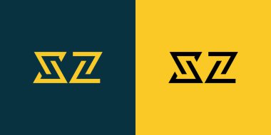 XZ soyut minimalist harfler logo monogramı. Bu minimalist bir logo, bu logo iki harfi birleştirerek yapılır.