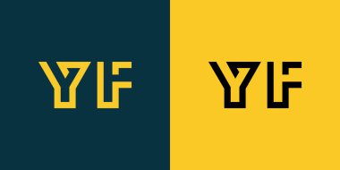 YF soyut minimalist harfler logo monogramı. Bu minimalist bir logo, bu logo iki harfi birleştirerek yapılır.