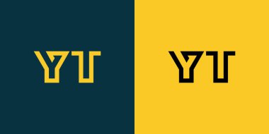 YT soyut minimalist harfler logo monogramı. Bu minimalist bir logo, bu logo iki harfi birleştirerek yapılır.