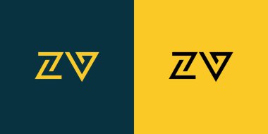 ZV soyut minimalist harfler logo monogramı. Bu minimalist bir logo, bu logo iki harfi birleştirerek yapılır.