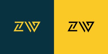 ZW soyut minimalist harfler logo monogramı. Bu minimalist bir logo, bu logo iki harfi birleştirerek yapılır.