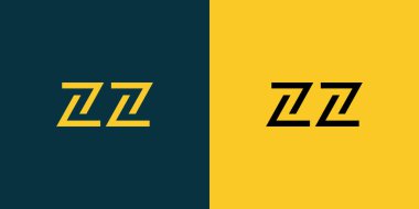 ZZ soyut minimalist harfler logo monogramı. Bu minimalist bir logo, bu logo iki harfi birleştirerek yapılır.