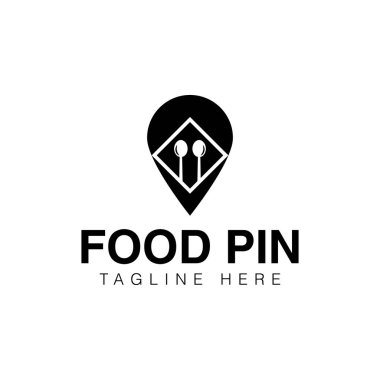 Yaratıcı-düz-gıda-pin-logo-tasarım şablonu
