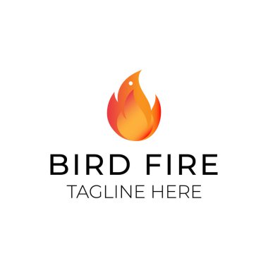 Yaratıcı-düz-kuş-ateş-logo-tasarım şablonu