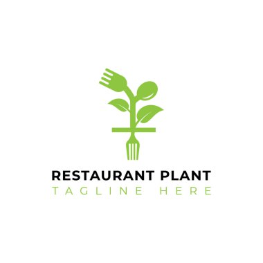 Yaratıcı-Düz-Restoran-Bitki-Logo-Tasarım şablonu