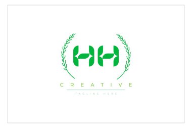HH harfleri yapraklı eko logo. Taze doğa ve sağlıklı yaprak logosu tasarımı.