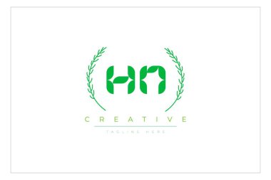 HN harfleri yapraklı eko logo. Taze doğa ve sağlıklı yaprak logosu tasarımı.