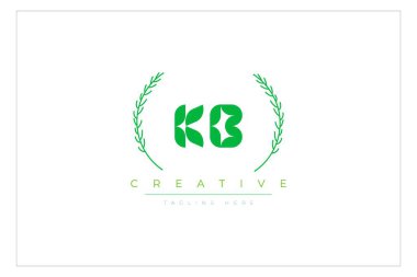 KB harfleri yapraklı eko logo. Taze doğa ve sağlıklı yaprak logosu tasarımı.