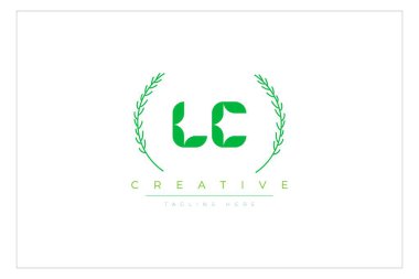 LC harfleri yapraklı eko logo. Taze doğa ve sağlıklı yaprak logosu tasarımı.