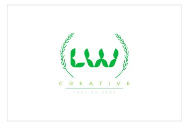 LW harfli, yapraklı eko logo. Taze doğa ve sağlıklı yaprak logosu tasarımı.